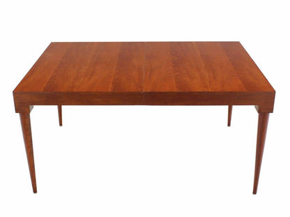 Danish Mid Century Modern Teak Tapered Legs Dining Conference Table Two Leaves