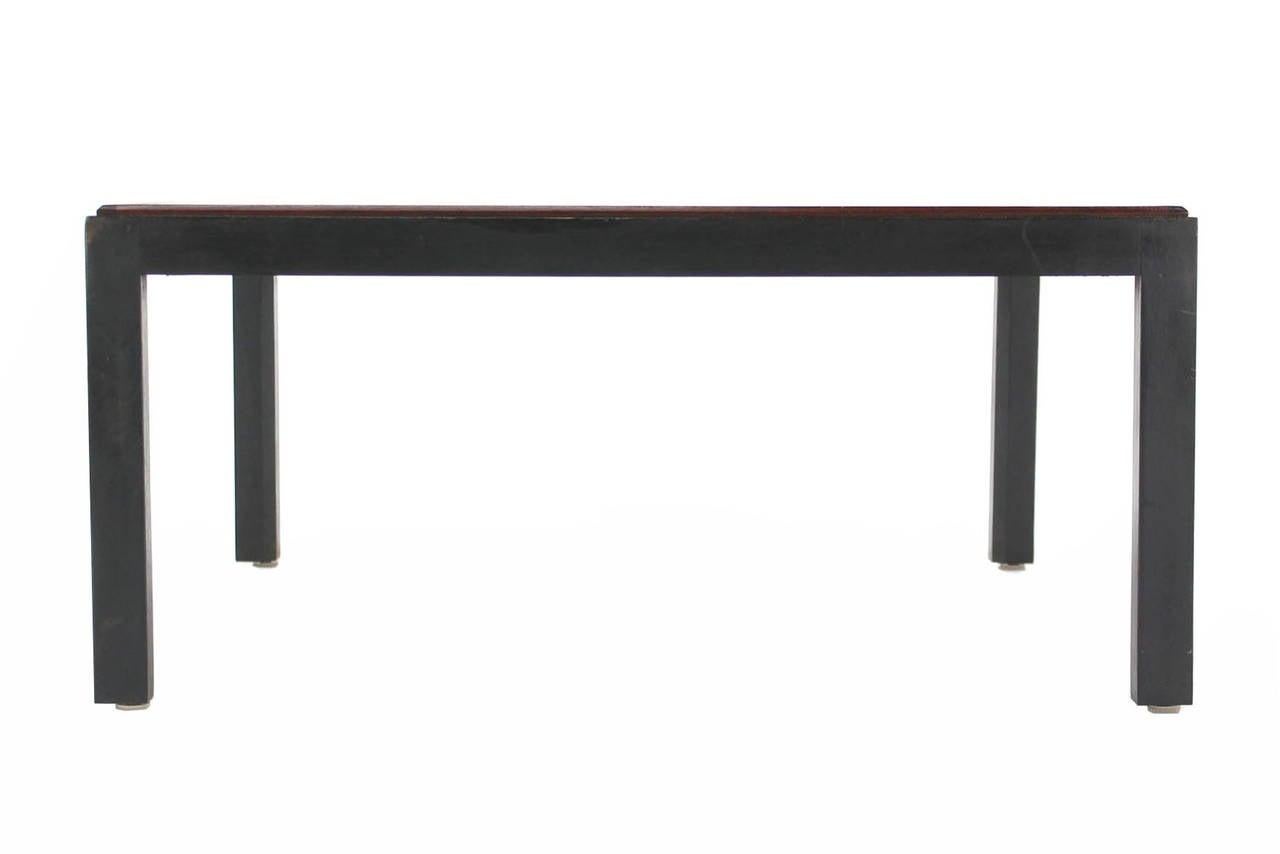 EstablishedLines Mid Century Modern Ebonised Frame Walnut Top Square Coffee Occasional Table MINT