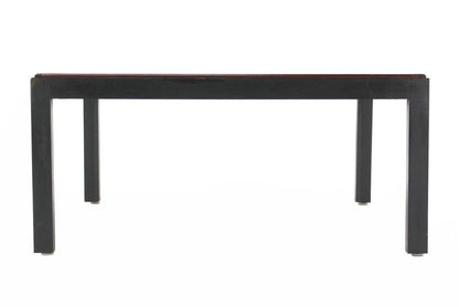 EstablishedLines Mid Century Modern Ebonised Frame Walnut Top Square Coffee Occasional Table MINT