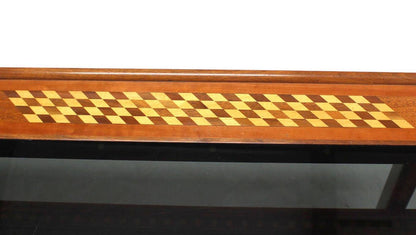 Walnut Hair Pin Leg Smoked Glass  Marquetry Top Long Rectangle Coffee Table MINT