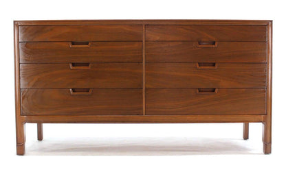 Mid Century Modern John Stuart Book Matched Walnut 8 Drawer Double Dresser MINT!