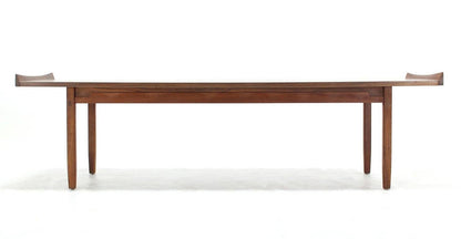 EstablishedLines Danish Modern Long Rectangle Walnut Coffee Table Rolled Ends MINT!