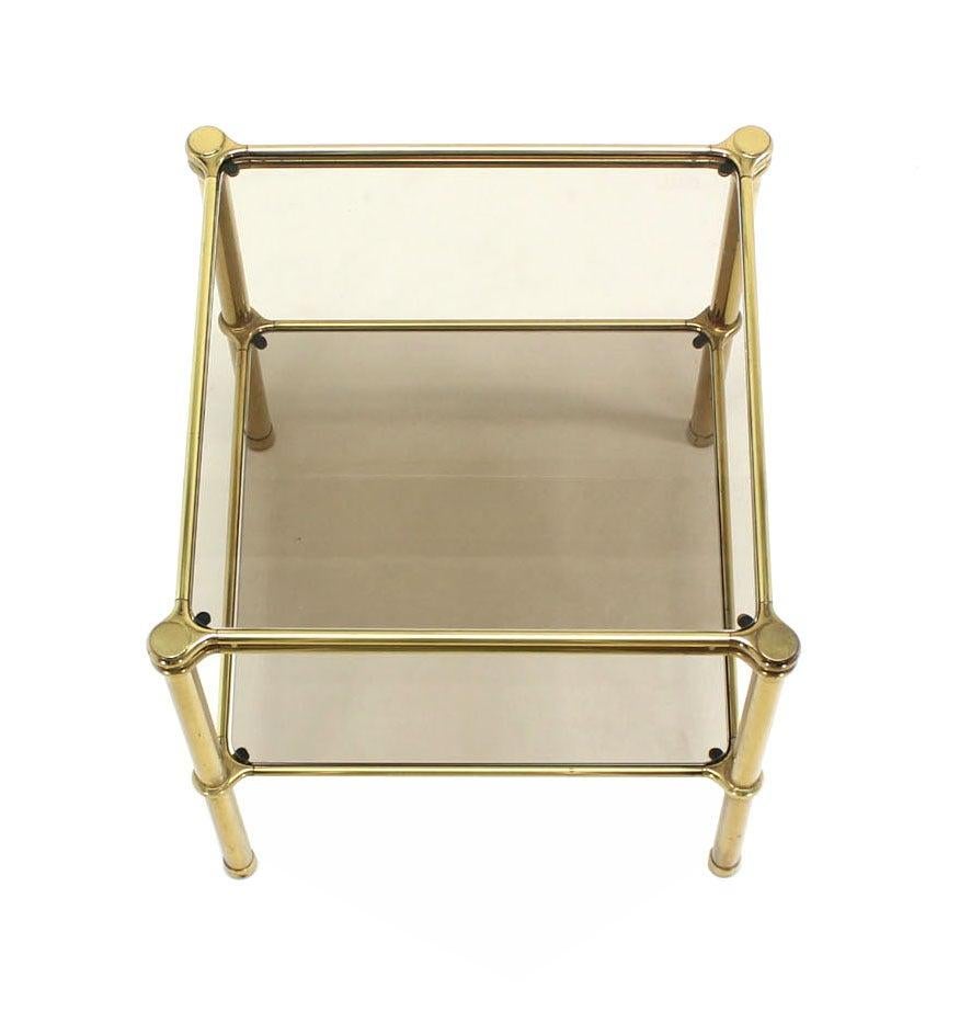 EstablishedLines Unusual Brass Square Two-Tier Side or End Table