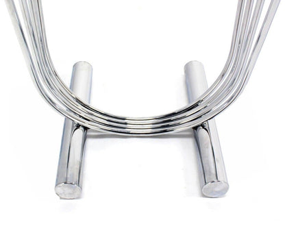 EstablishedLines Pair of Chrome U Shape Bases Glass Square Top End Side Tables Stands MINT!