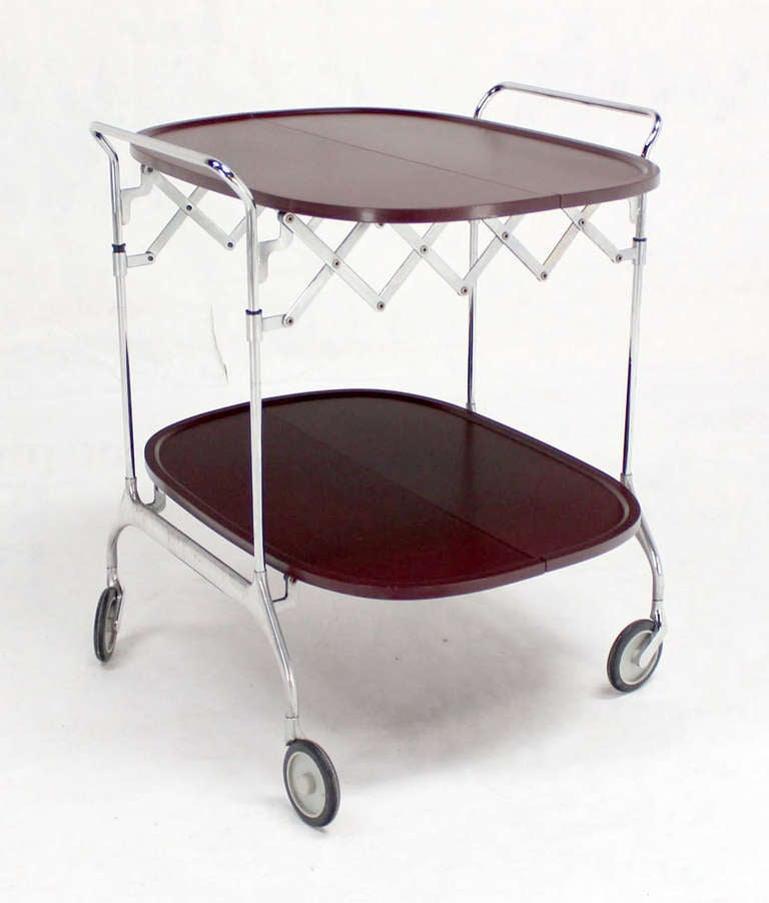 EstablishedLines Mid-Century Modern Folding Stow Away Serving Cart Table on Wheels by Cartel MINT