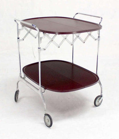 EstablishedLines Mid-Century Modern Folding Stow Away Serving Cart Table on Wheels by Cartel MINT