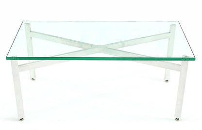 EstablishedLines Pair of Rectangular Crome X Base 3/4" Glass Tops Coffee Side End Tables Stands
