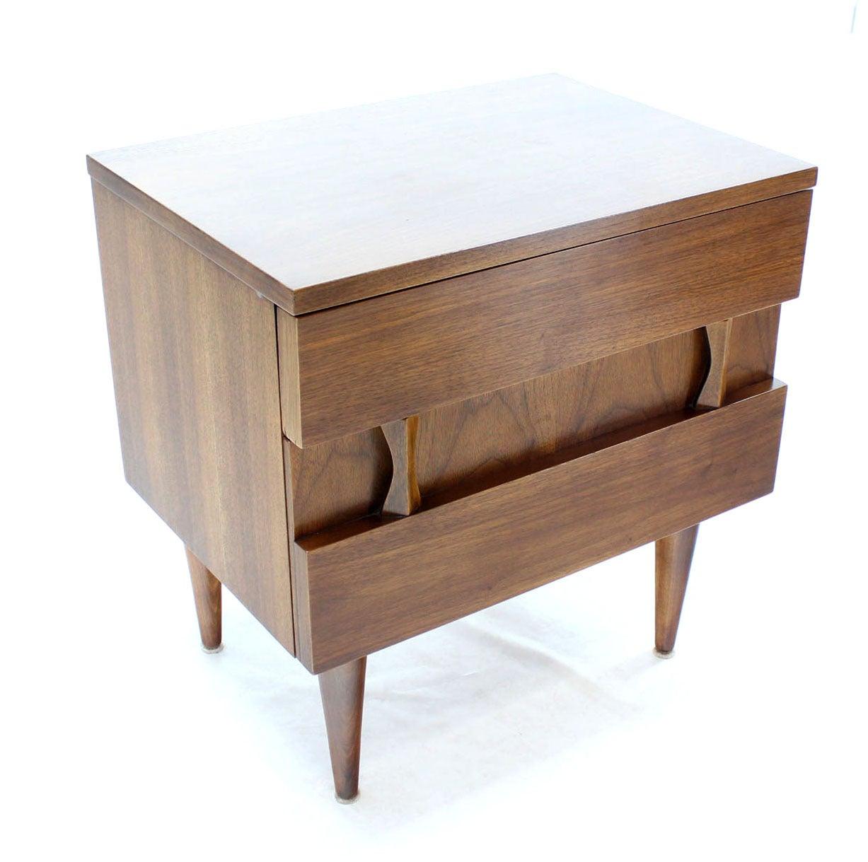 Danish Mid Century Modern Two Drawers Walnut End Side Table Night Stand MINT!