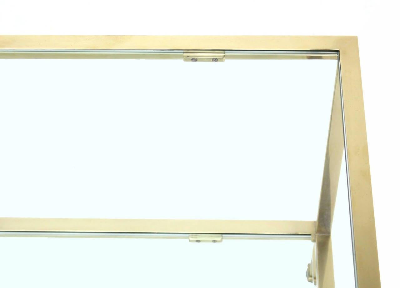 EstablishedLines Mid Century Modern Solid Polished Brass  Square Tube Rectangular Coffee Table