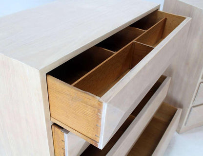 EstablishedLines Pair Solid Mahogany Raised Front Mid Century Modern Bleached Bachelor Chest MINT