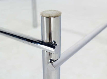 EstablishedLines Solid Chrome Base Heavy Steel Bars  Square Glass Top Coffee Center Table MINT!