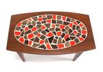 Pair of Walnut and Tile Mosaic Side or End Tables