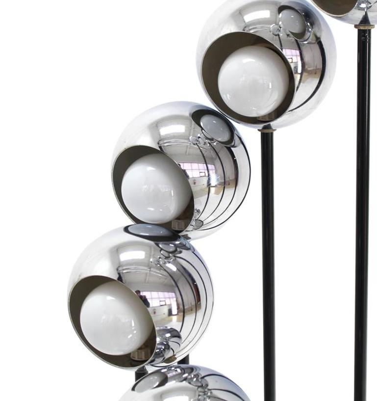 Mid-Century Modern Chrome Globe Table Lamps