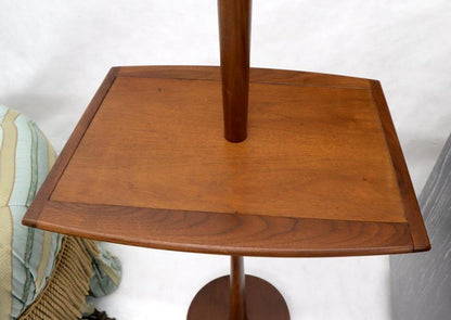 Solid Oiled Walnut or Teak End Side Table Tapered Base Floor Lamp