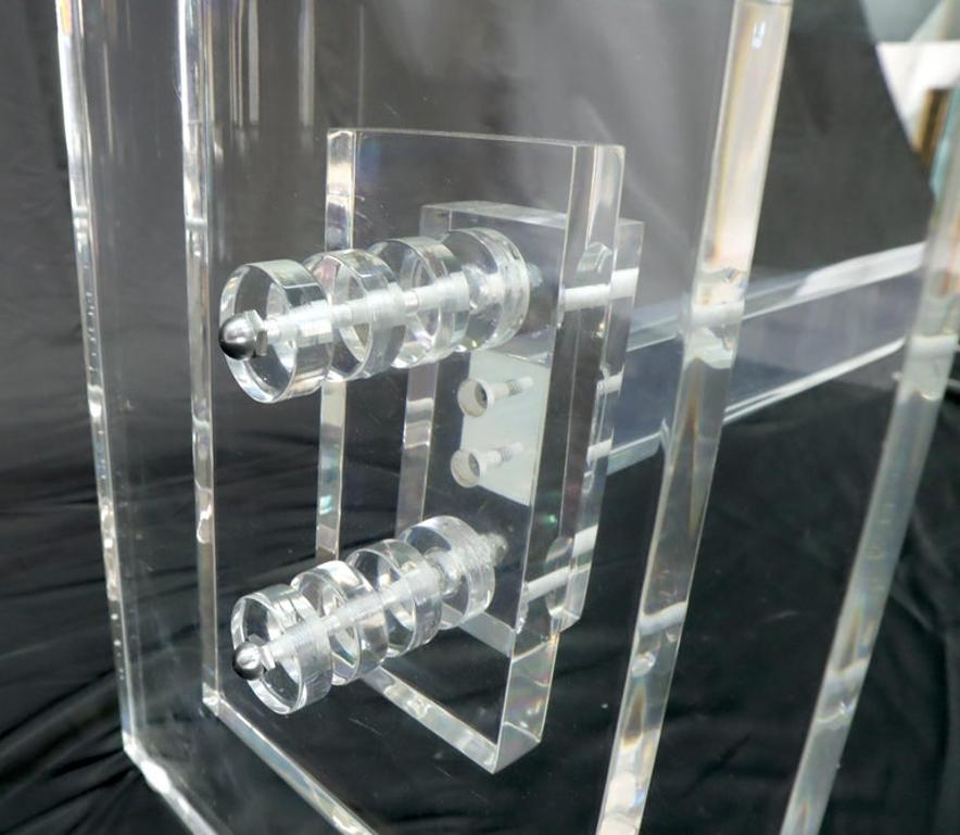 Stacked Lucite Base Rectangular Glass Top Coffee Table