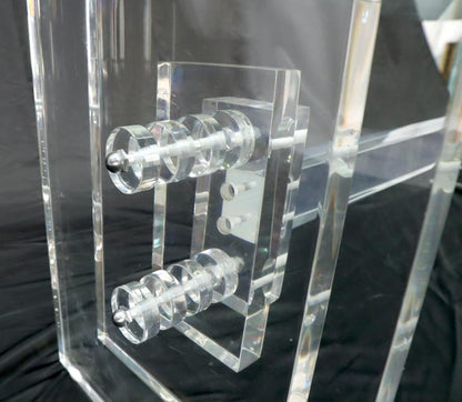 Stacked Lucite Base Rectangular Glass Top Coffee Table