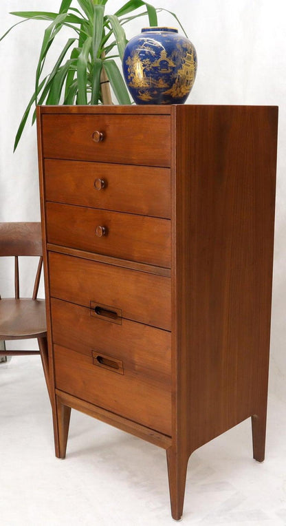 Mid-Century Modern American Walnut Tall Skinny Lingerie Chest Dresser