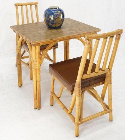 Petit Bamboo Rattan Reed Two Chairs Dinette Table 3 Piece Dining Small Table