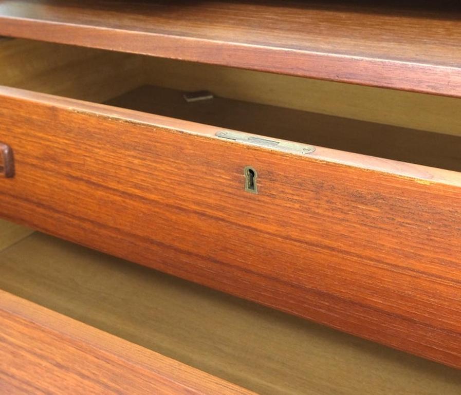 Danish Mid-Century Modern Teak Pull Out Secretary Desk Chest of Drawers Dresser
