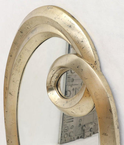 Oval Art Nouveau Style Silver Leaf Mirror