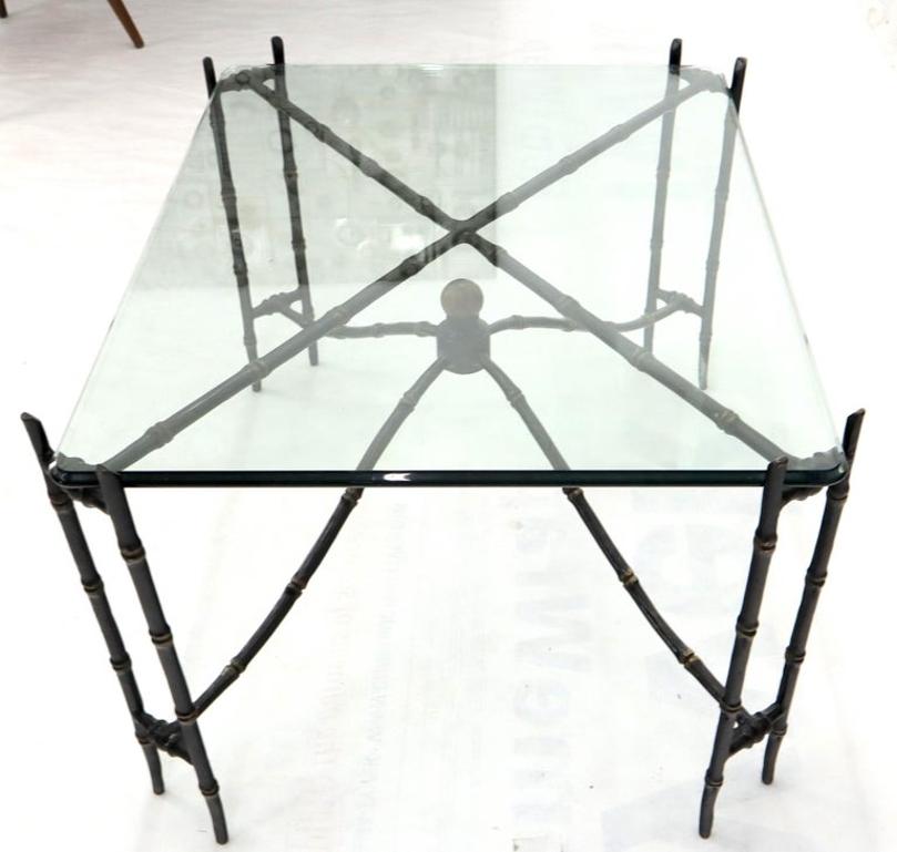 Bronze Faux Bamboo Glass Top Rectangular Coffee Table