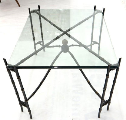 Bronze Faux Bamboo Glass Top Rectangular Coffee Table