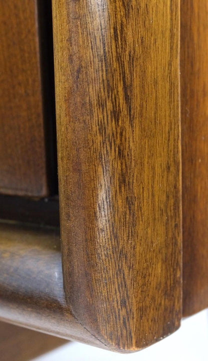 Mid-Century Modern Sculpted Walnut 9 Diamond Front Drawers Dresser Mint