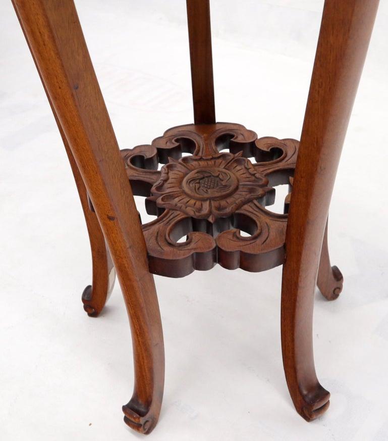 Chinese Carved Rosewood Marble Top Stand