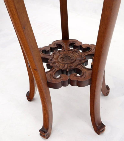 Chinese Carved Rosewood Marble Top Stand
