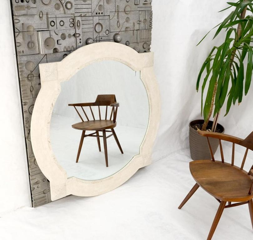 Tessellated Stone Circle Over Square Frame Shape Large Wall Mirror