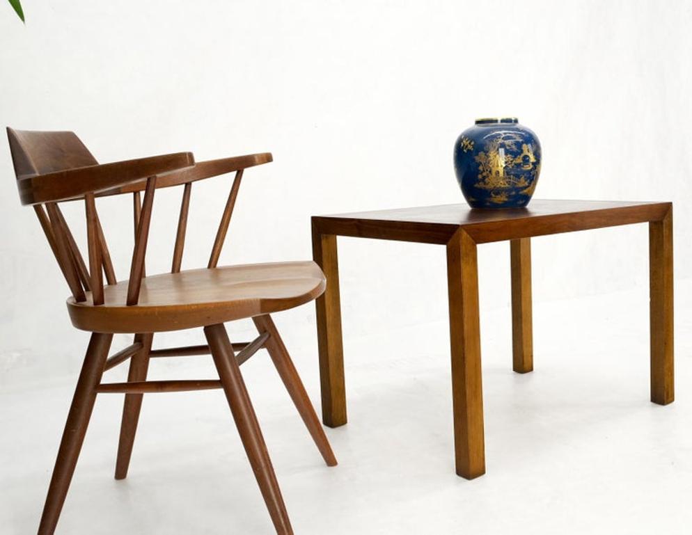Rectangle Walnut Mid-Century Modern Parsons Style End Side Table Stand