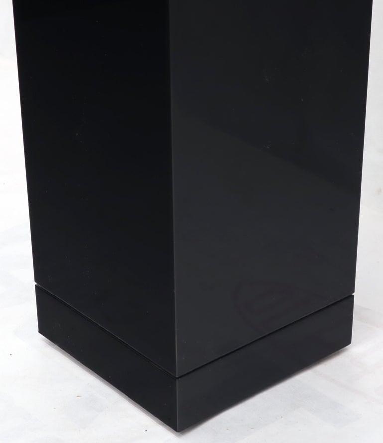 Square Black Onyx Lacquer Beveled Edge Tall Pedestal Stand