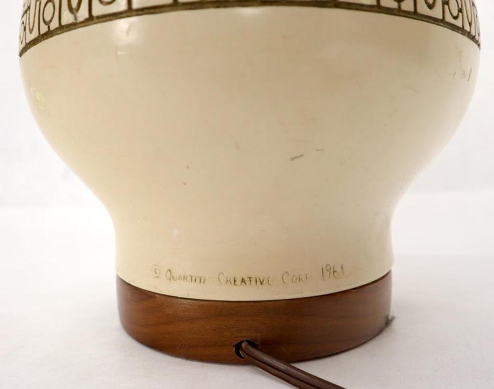 Pottery and Walnut Onion Shape Base Table Lamp, c. 1960's