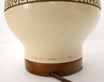 Pottery and Walnut Onion Shape Base Table Lamp, c. 1960's