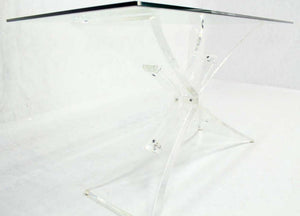 Lucite Base and Glass-Top Mid-Century Modern Console Table