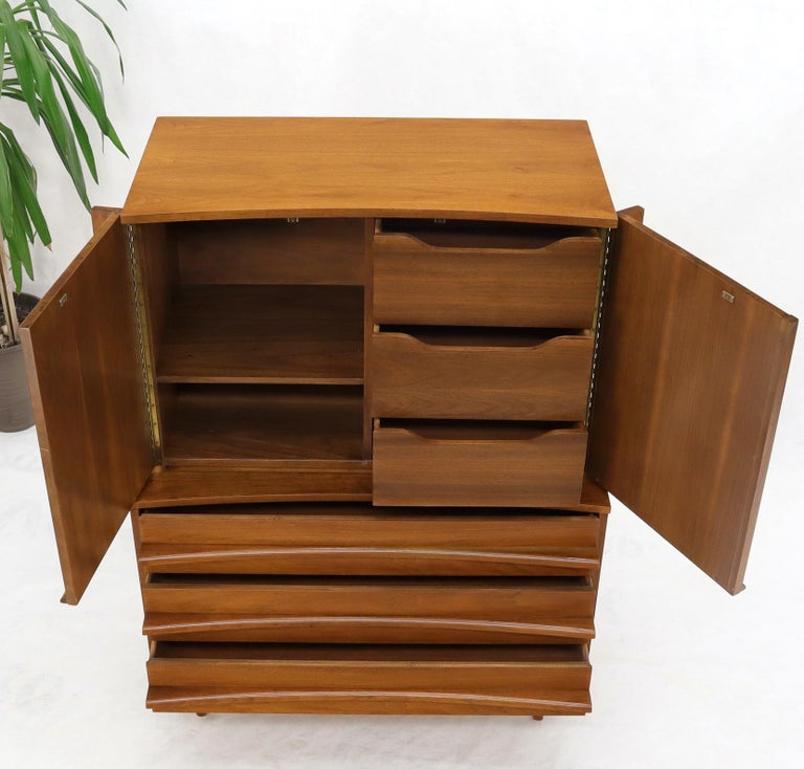 American Walnut Concave Front Gentleman's Chest Dresser Double Door Compartment