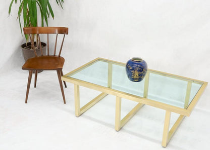 Brass Frame Shape Base Glass Top Rectangular Coffee Table