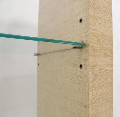 Raffia Cloth Finished Rounded Angles Étagère Display Unit Glass Shelves