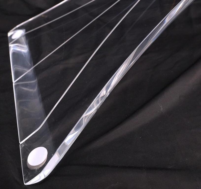Lucite Bow Tie Butterfly Wing Shape Base Oval Glass Top Mid Century Coffee Table