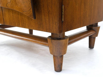 Heavy Turned Solid Walnut Legs Floating Lattice Ornament 1 Drawer Nightstand