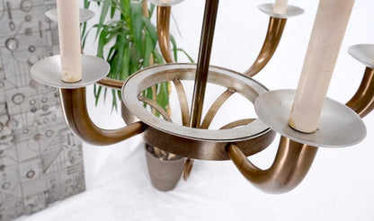 Solid Brass 6 "Candles" Chapman Ceiling Light Fixture Chandelier Mid Century