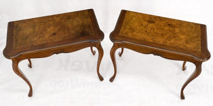 Pair of Baker Burl Wood Flip Top Convertible Console Table to Game Dining Tables