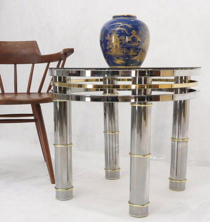 Chrome Brass Smoked Glass Round Side Table Stand