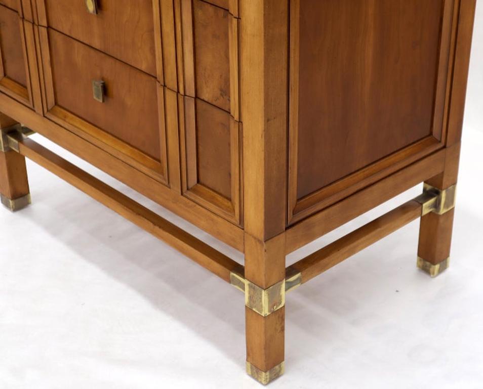 Travertine Top Three Drawers Bachelors Chest with Brass Pulls and Accents