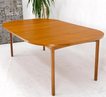 Compact Teak Danish Mid-Century Modern Dining Table w/ Large Leaves Extensions