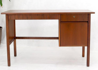 Danish Mid Century Modern Petit Single Pedestal Desk Two Drawers
