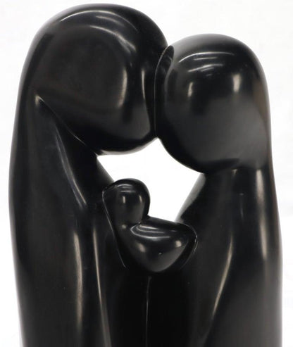 Large Carved and Polished Onyx Sculpture of Mother and Daughter Theme