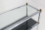 Chrome Brass and Glass, Two-Tier Console or Sofa Table, Mid-Century Modern