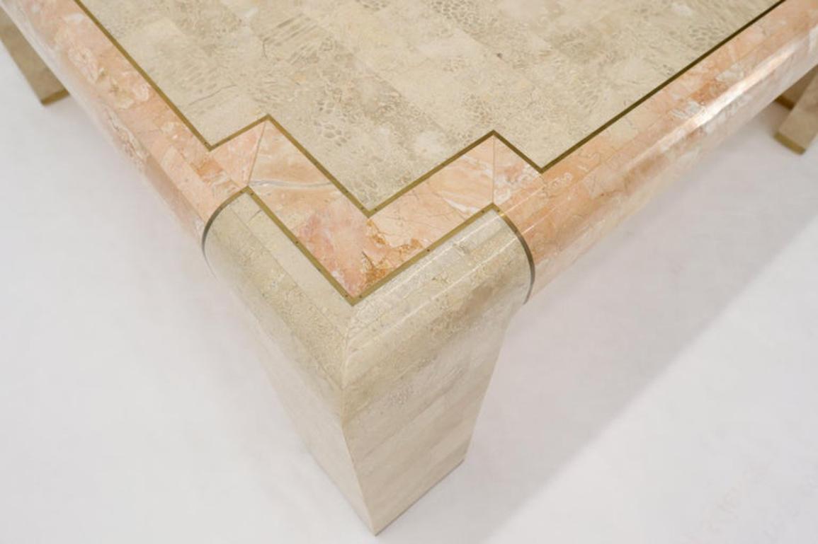 Tessellated Stone Brass Inlay Square Coffee Table