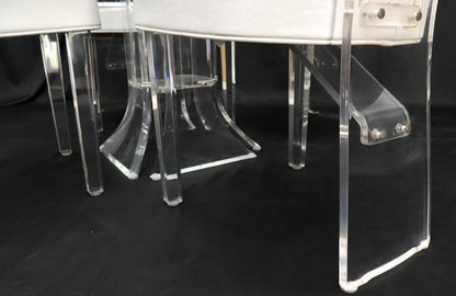 Set of 4 Lucite Dining Chairs Square Dining Table on Single Pedestal Base